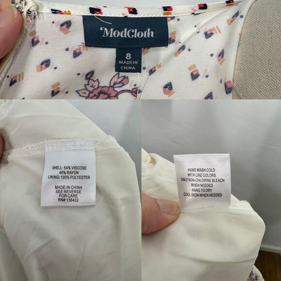 NWT Modcloth The Keyhole Story Dress Cream Floral Preppy Business Twee Size 8 - Picture 11 of 12